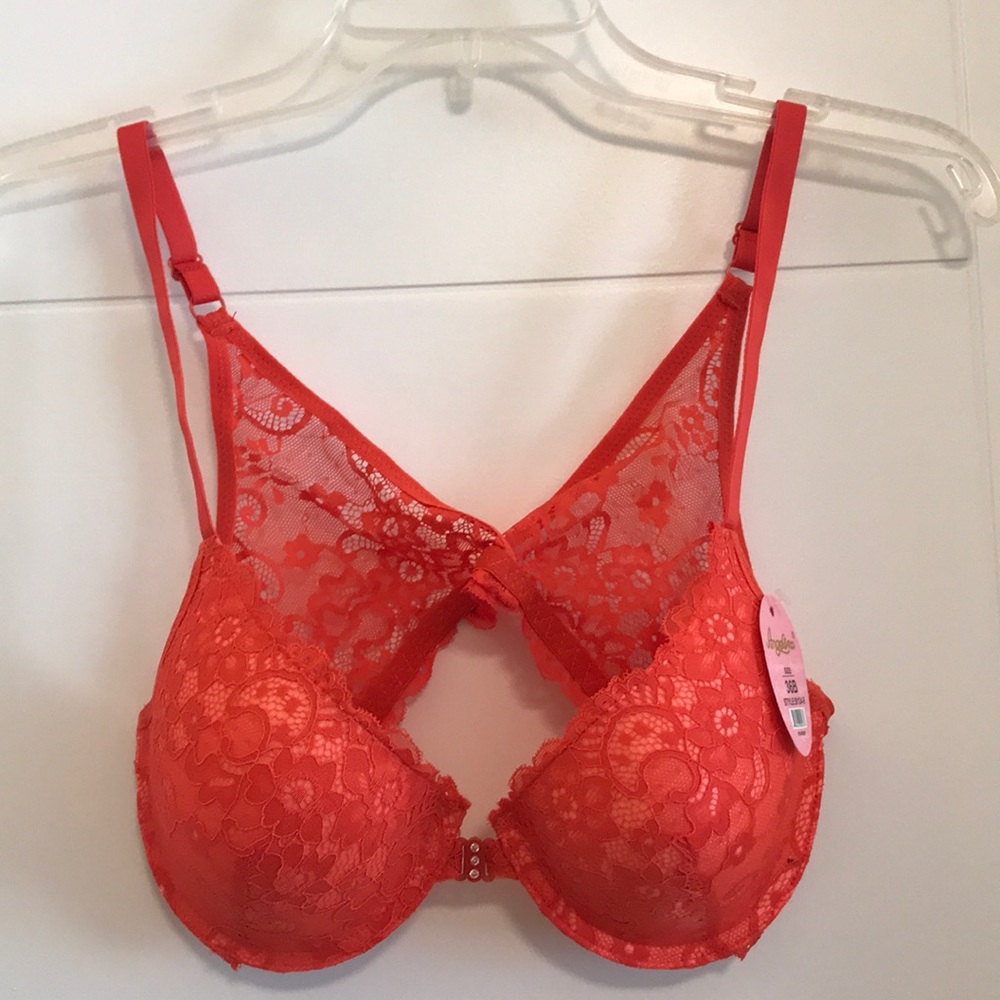 Sexy Lace Bra with Rhinestones on Font